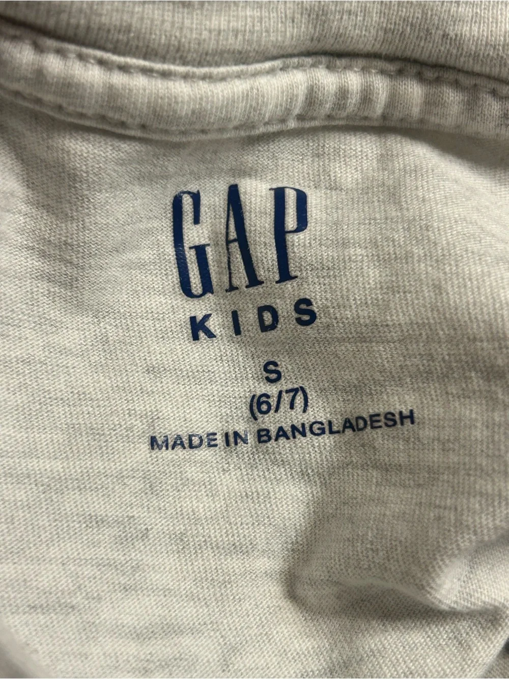 Boys GAP Light Gray Tee with Navy Varsity Logo